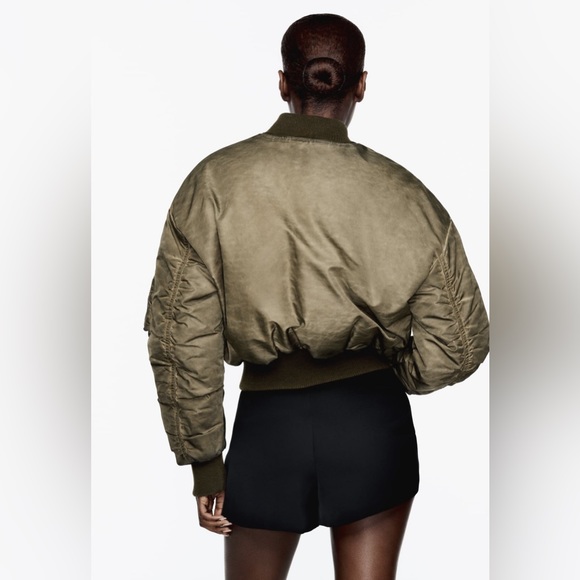 DISTRESSED EFFECT NYLON BOMBER - Khaki - Picture 6 of 10